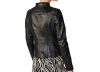Women Scuba Leather Jacket | Black The Stitch Fit