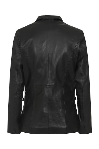 Women's Leather Blazer Coat | Black The Stitch Fit