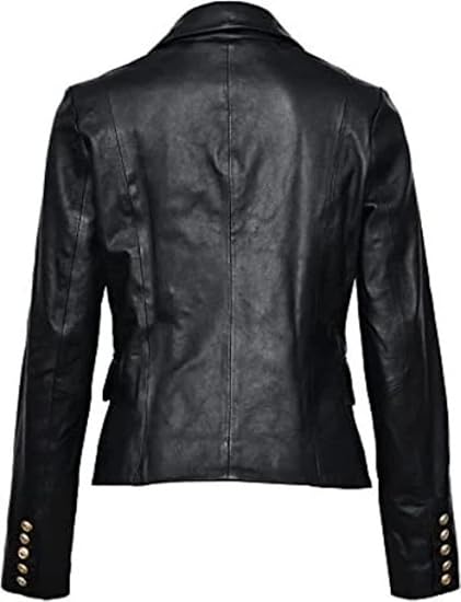 Women's Leather Formal Blazer Coat | Black The Stitch Fit