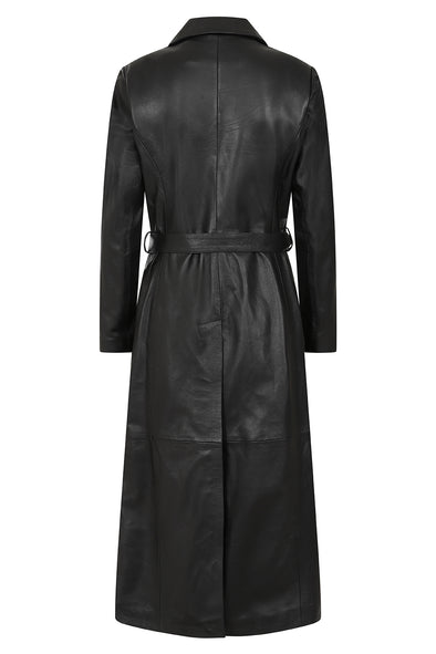 Women's Real Leather Trench Coat | Black The Stitch Fit