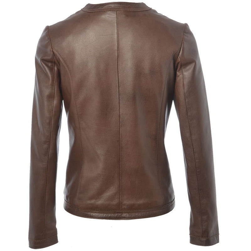 Women Motorcycle Leather Jacket | Brown The Stitch Fit