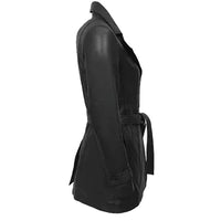 Women's 3/4 Length Leather Coat | Black The Stitch Fit