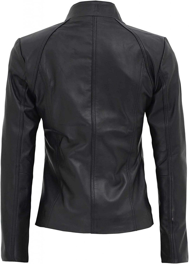 Women's Leather Jacket, Zipper Closure | Black The Stitch Fit