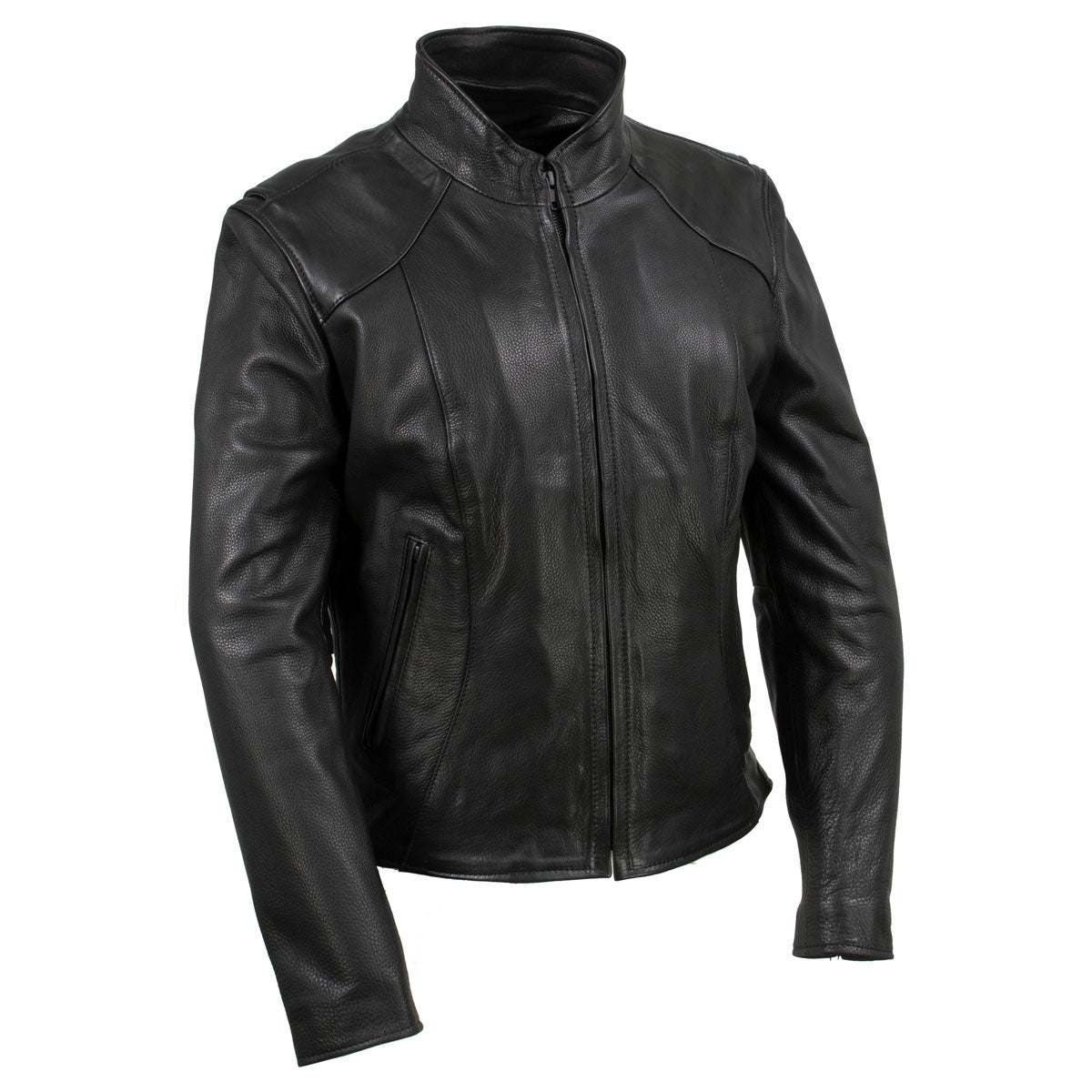 Women's Café Racer Motorcycle Leather Jacket | Black The Stitch Fit