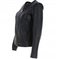 Women's Biker Leather Jacket Zip-Up | Black The Stitch Fit