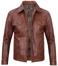 Men's Leather Casual Jacket | Brown The Stitch Fit