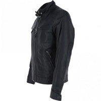 Men's Motorcycle Leather Jacket, Multiple Zippered Pockets | Black The Stitch Fit