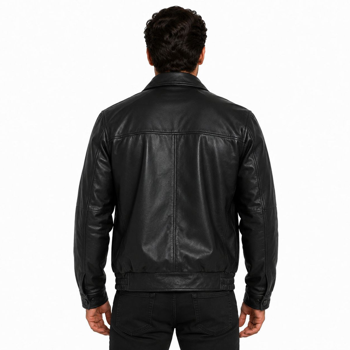 Men' Genuine Classic Leather Jacket | Black & Blue The Stitch Fit