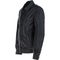 Men' Genuine Classic Leather Jacket | Black & Blue The Stitch Fit