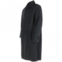 Men's Full Length Leather Overcoat With Shirt Collar Style | Black The Stitch Fit