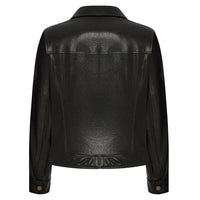 Women's Leather Trucker Jacket, Lambskin, Zip Front | Black The Stitch Fit