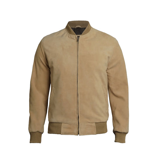 Men's Bomber Suede Leather Jacket | Camel Brown