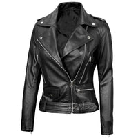 Women's Motorcycle Leather Jacket | Black The Stitch Fit