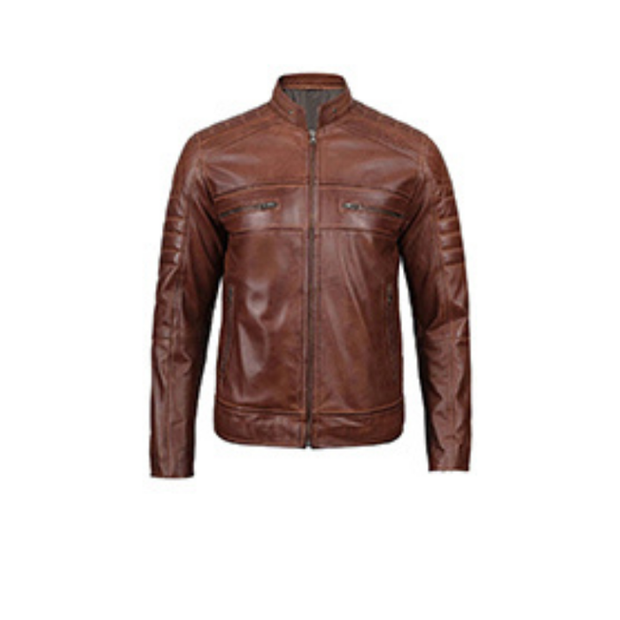 Men's Cafe Racer Leather Jacket | Brown The Stitch Fit