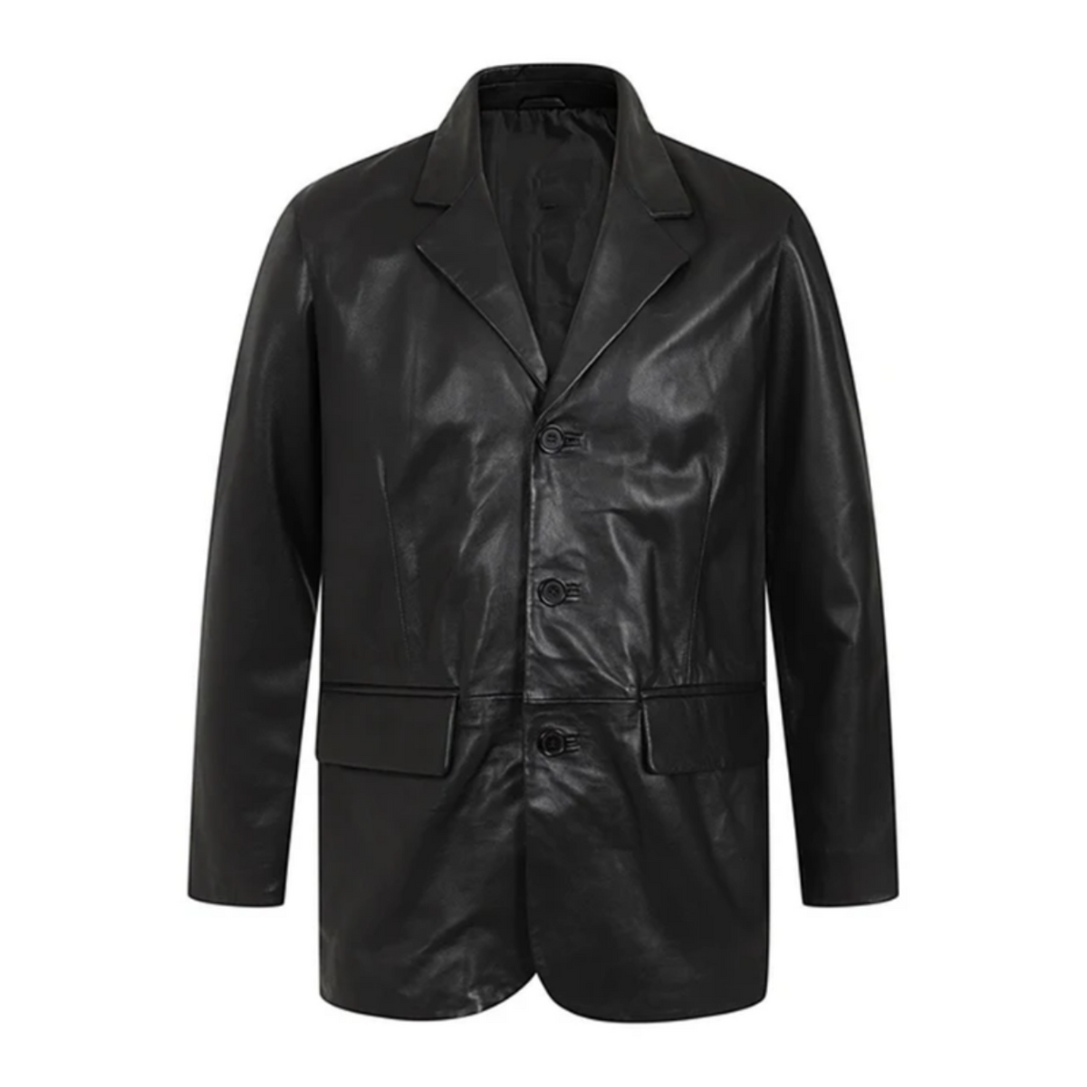 Men's Genuine Leather Blazer Coat | Black The Stitch Fit