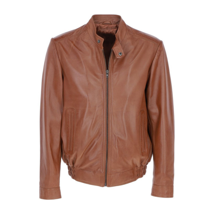 Men's Genuine Leather Bomber Jacket | Brown The Stitch Fit