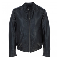 Men's Genuine Leather Bomber Jacket | Black The Stitch Fit