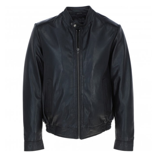 Men's Genuine Leather Bomber Jacket | Black