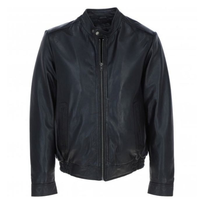 Men's Genuine Leather Bomber Jacket | Black The Stitch Fit