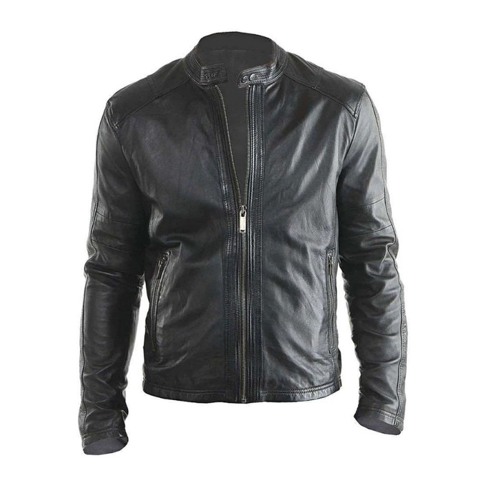 Men's Pure Leather Biker Jacket | Black The Stitch Fit