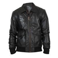 Men's Real Lambskin Leather Bomber Jacket | Black The Stitch Fit