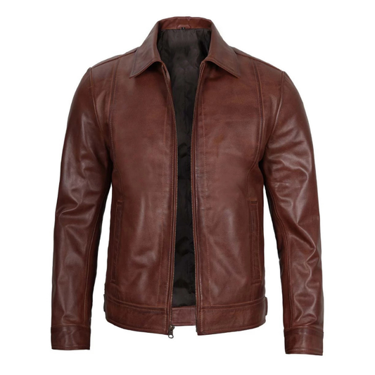 Men's Genuine Harrington Leather Jacket | Brown