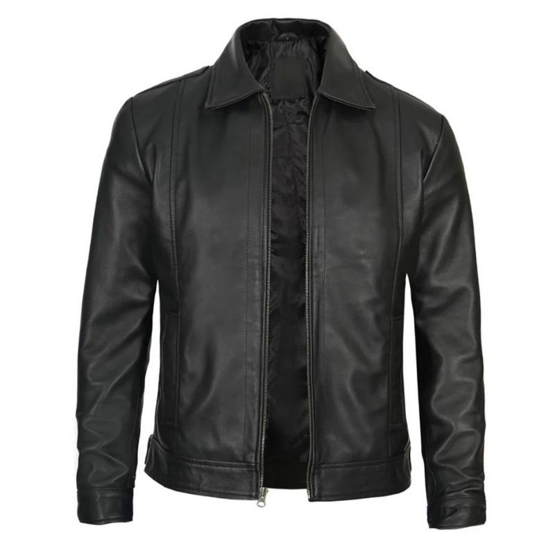 Men's Vintage Harrington Leather Jacket | Black The Stitch Fit