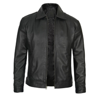 Men's Vintage Harrington Leather Jacket | Black The Stitch Fit
