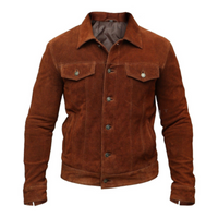 Men's Trucker Suede Leather Jacket,  X-Men 2017 Logan Wolverine 3 Hugh Jackman Style | Brown The Stitch Fit
