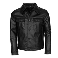Men's Motorcycle Trucker Style Leather Jacket | Black The Stitch Fit