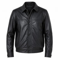 Men' Genuine Classic Leather Jacket | Black & Blue The Stitch Fit