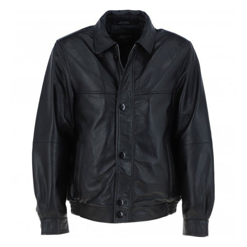 Men' Genuine Classic Leather Jacket | Black & Blue The Stitch Fit