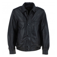 Men' Genuine Classic Leather Jacket | Black & Blue The Stitch Fit