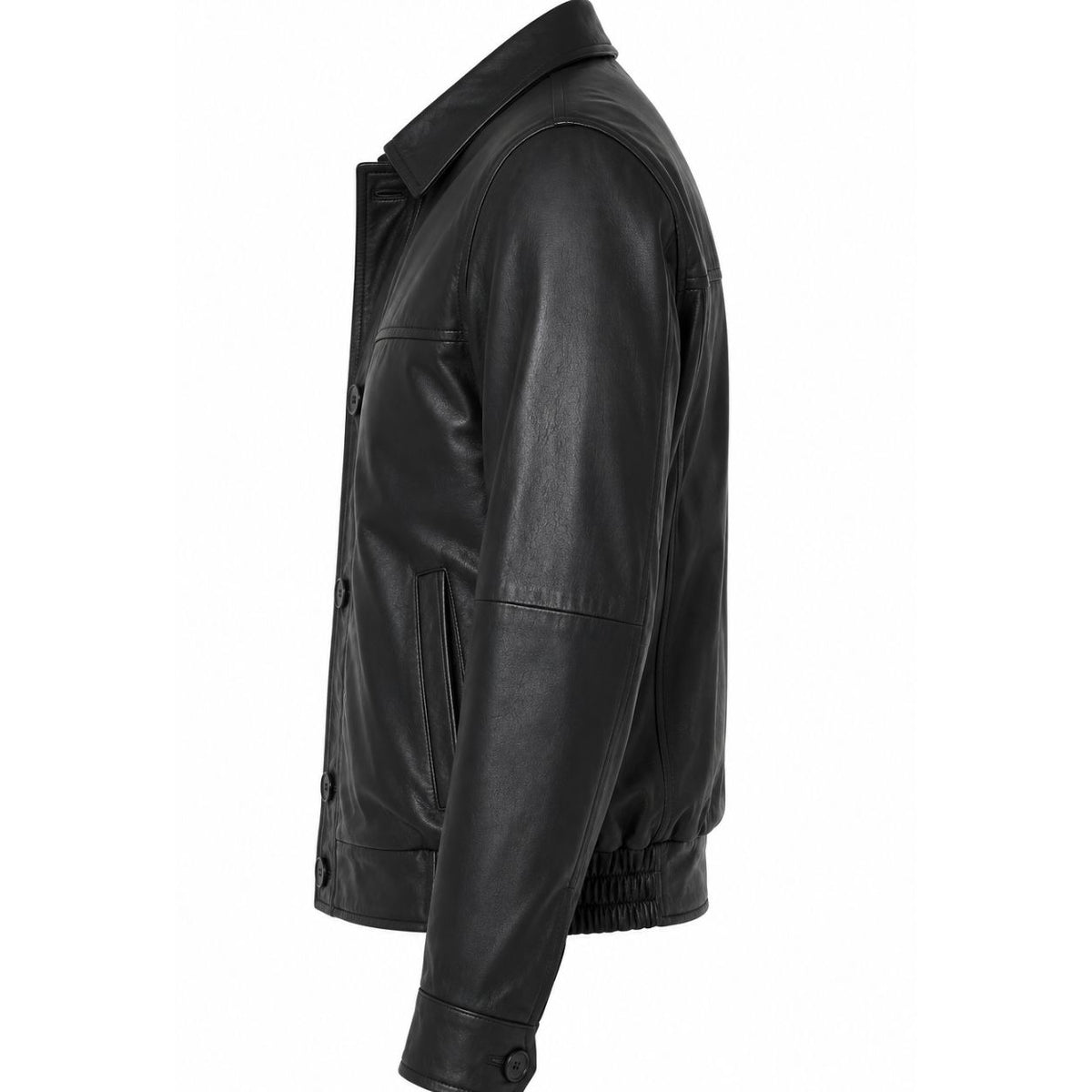 Men' Genuine Classic Leather Jacket | Black & Blue The Stitch Fit