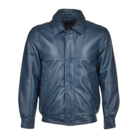 Men' Genuine Classic Leather Jacket | Black & Blue The Stitch Fit