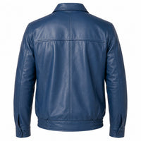 Men' Genuine Classic Leather Jacket | Black & Blue The Stitch Fit