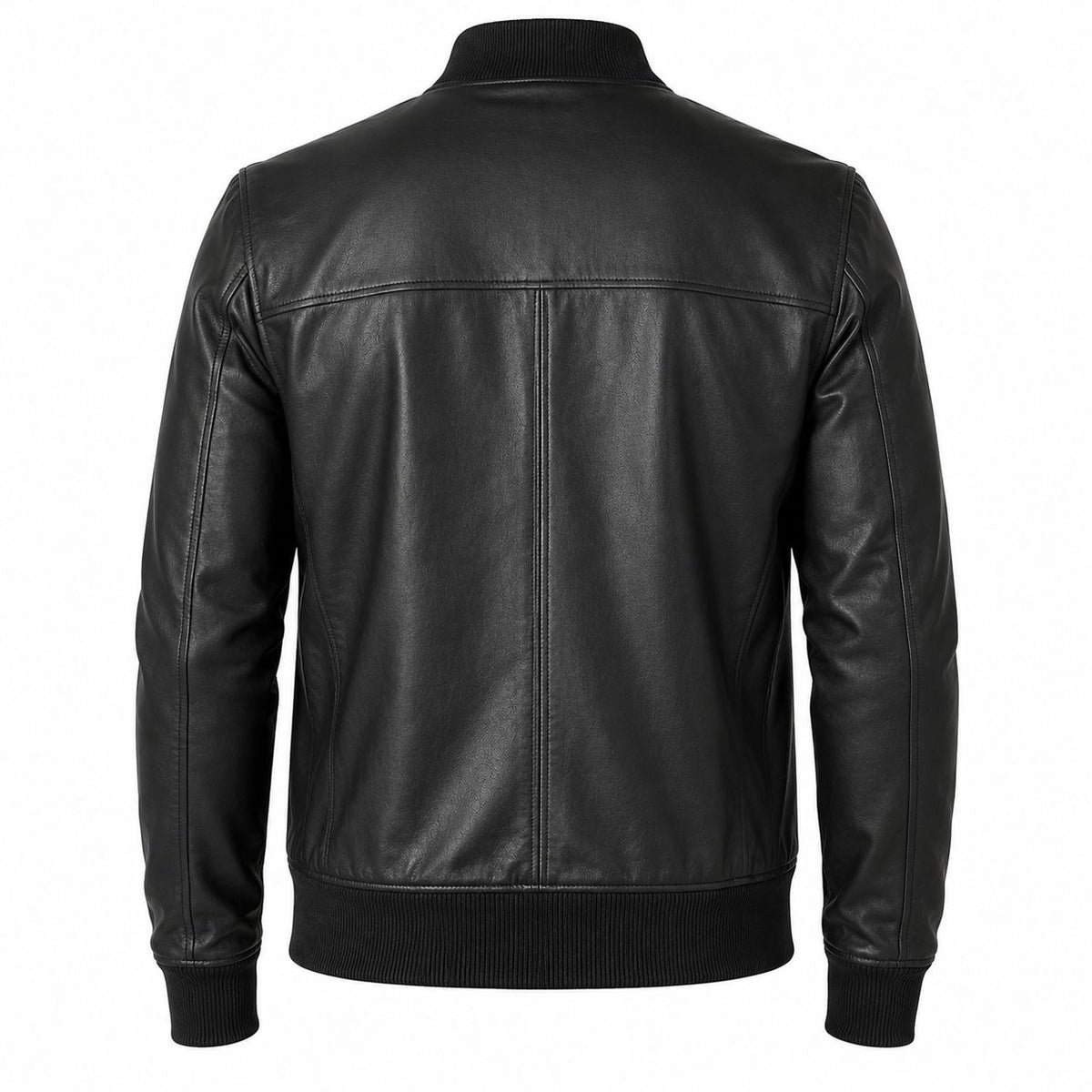 Black leather jacket on a white background