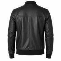 Black leather jacket on a white background