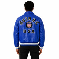 Men's Avirex Real Leather Jacket, Flight Bomber, American Varsity Style