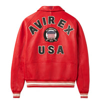 Men's Avirex Real Leather Jacket, Flight Bomber, American Varsity Style