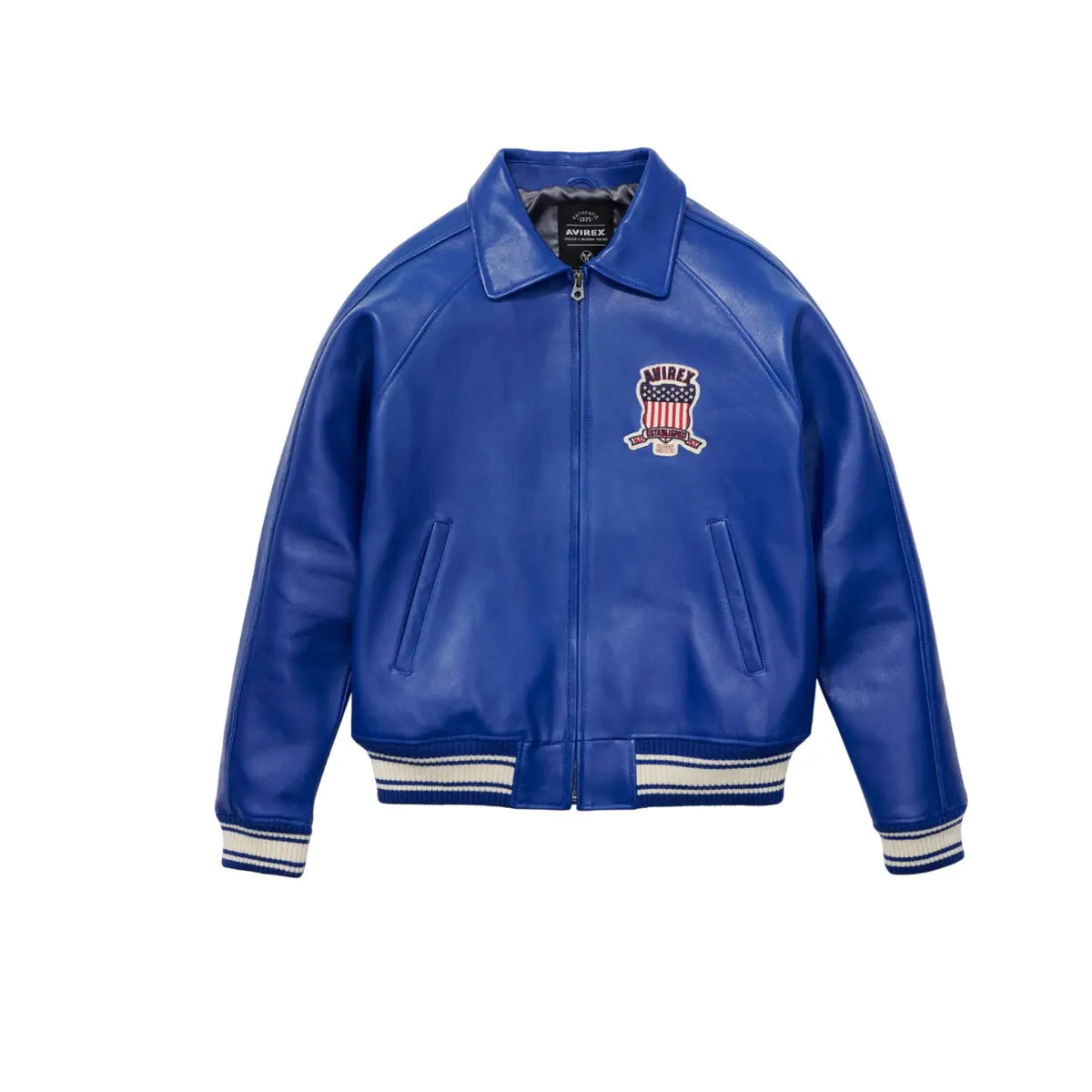 Men's Avirex Real Leather Jacket, Flight Bomber, American Varsity Style