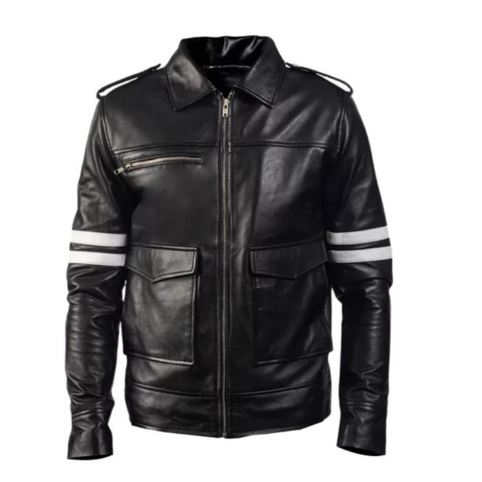 Men's Cafe Racer Leather Jacket | Black The Stitch Fit