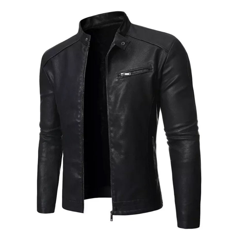 Men's Motorcycle Leather Jacket | Black The Stitch Fit