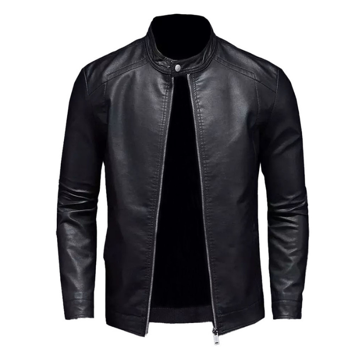 Men's Cafe Racer Leather Jacket | Black The Stitch Fit