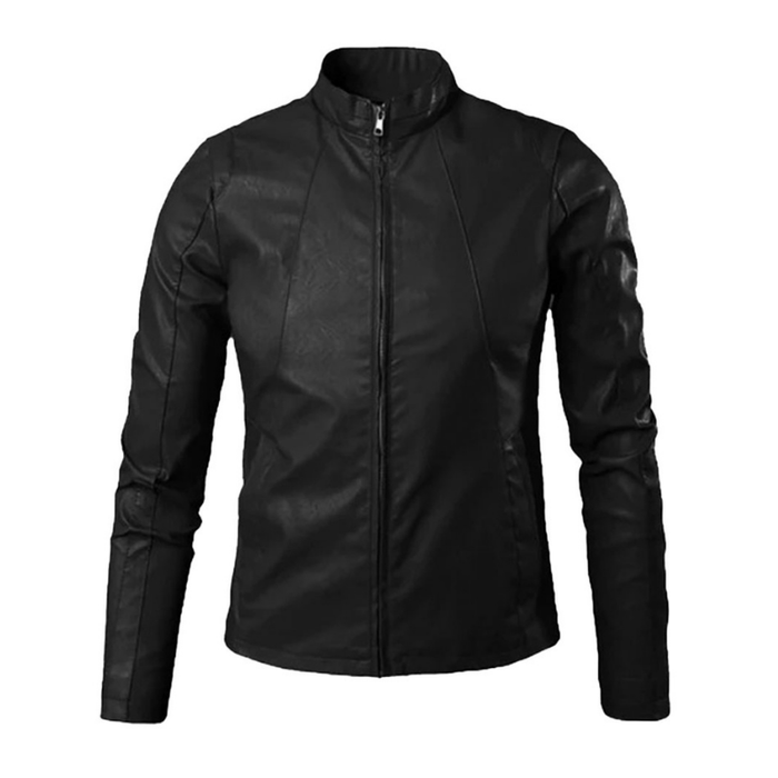 Men's  Leather Biker Jacket | Black The Stitch Fit
