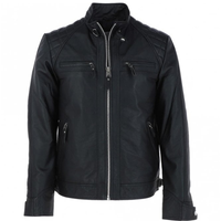 Men's Motorcycle Leather Jacket, Multiple Zippered Pockets | Black The Stitch Fit