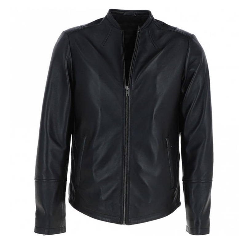 Men's Café Racer Style Leather Jacket | Black The Stitch Fit