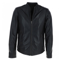 Men's Café Racer Style Leather Jacket | Black The Stitch Fit
