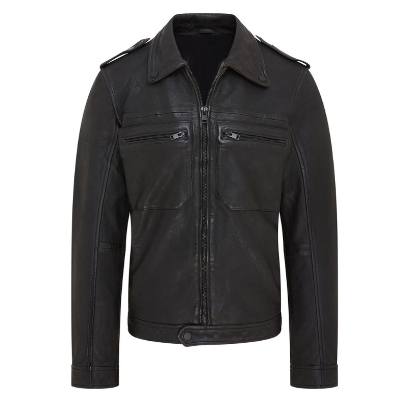 Men's Biker Style Leather Jacket | Black