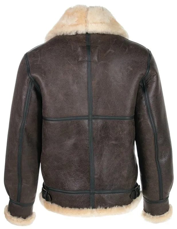 Leon Kennedy Shearling Leather Jacket – Men’s Brown Aviator Bomber Inspired by Resident Evil (RE4)